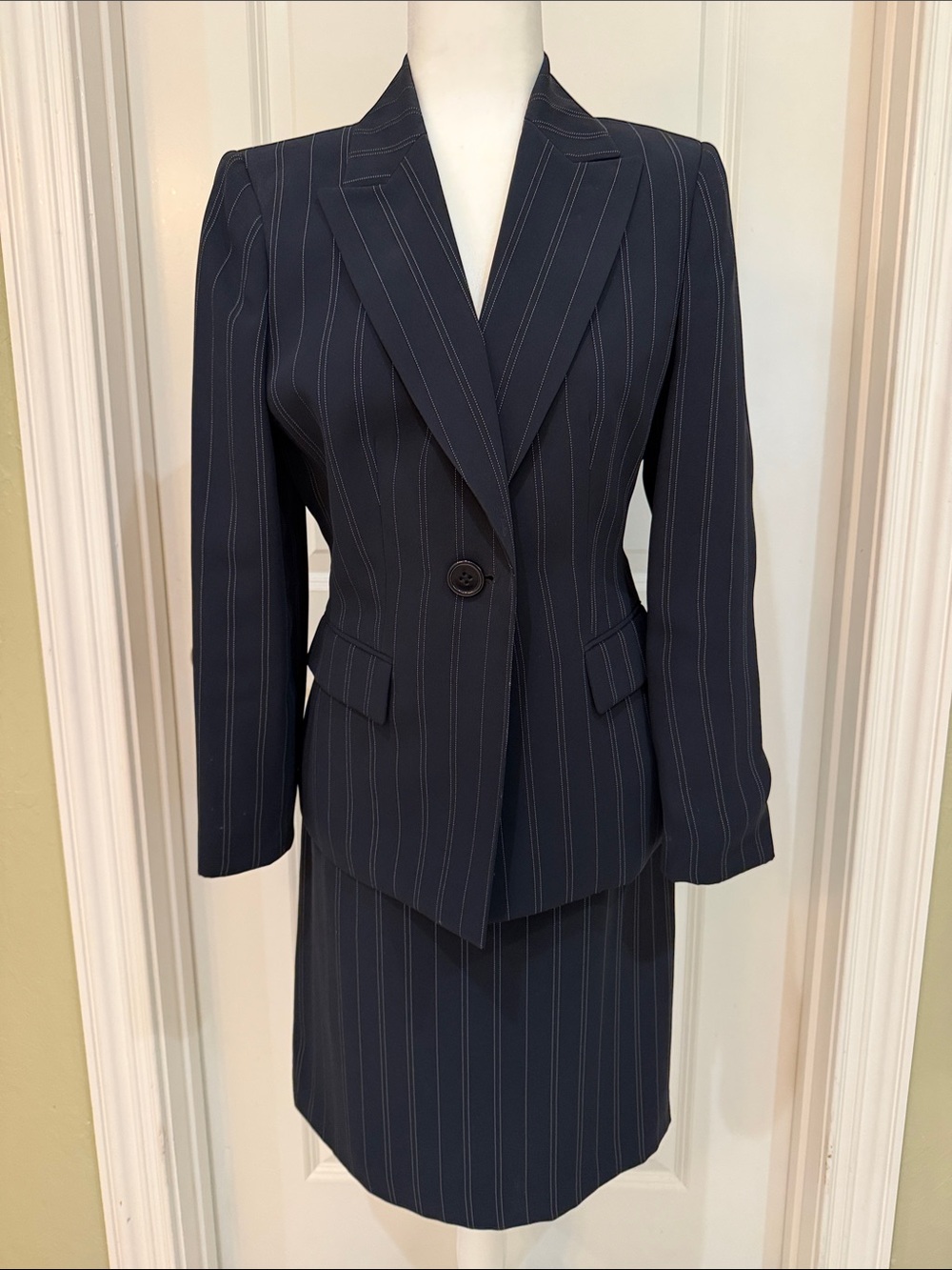 Kasper Navy Pinstripe Women's Blazer Jacket